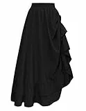 Damen Mittelalter Schwarzer Rock Gothic Rockabilly Lang Rock Vintage Maxi Röcke mit Kordelzug Trachtenrock XL