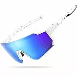 suoso Sportbrille-Sonnenbrille Herren-Damen-Fahrradbrille-Sunglasses men-Polarisiert-UV400-Damen-Ski Sonnenbrille-Schnelle Brille Rave-Radfahren-Fahrrad-Angeln-Rennrad brille 3-Weißes Eis Blau
