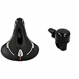 WITTKOP Fahrradsattel mit bequemem 3 Zonen Konzept und extra Gel Polsterung & Fischer Mini Fahrradglocke, schwarz, One Size