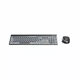 Hama Tastatur-Maus-Set kabellos WKM-750 (Multi-Device 1x Funk, 2X Bluetooth für PC, Laptop, Tablet, leise Tastatur LED, verstellbare Tippwinkel, FN-Lock, QWERTZ DE, ergonomische leise Maus) schwarz