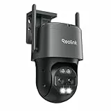 Reolink 4K 8MP Wi-Fi 6 PTZ Überwachungskamera Aussen WLAN mit Auto-Tracking-Zoom, Dual-Objektiv, Dual-Ansicht, WLAN Kamera Outdoor mit Smart-Erkennung, Farbnachtsicht, Außenkamera, TrackMix WiFi Grau