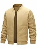 heekpek Jacke Herren Bomberjacke Herrenjacken Übergangsjacke Leichte Freizeitjacke Leichte Windjacke Jacke mit Reißverschlusstaschen,Khaki,L