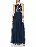 Maya Deluxe Damen Abendkleid Pailletten Cocktailkleid Tüllkleid Kleid Nackenband Elegant Für Hochzeit Brautjungfernkleid Bridesmaid Dress, Navy, 36 EU