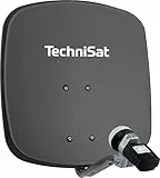 TechniSat DIGIDISH 45 – Satelliten-Schüssel für 1 Teilnehmer (45 cm kleine Sat Anlage - Komplettset mit Wandhalterung und Satfinder V/H-LNB) grau