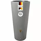 4rain Vaso Decor 2in1 Regentonne 220 Liter zinkgrau inkl. Pflanzschale - Regenfass, Regenwassersammler, Regenwassertonne, Regenwassertank, Wasserbehälter, Wassertonne, Wassertank, Regensammler