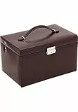 Friedrich|23, Schmuckkoffer, Classico, Leder/Feinsynthetik, 24 x 15 x 16 cm, Rechteckig, Abschließbar, Mit Spiegel, Weinrot, 23231-1