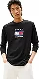 Tommy Hilfiger Herren Langarmshirts Linear Flag Graphic Regular Fit, Schwarz (Black), M