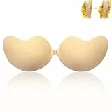 Wuiil Klebe BH Push Up,Größe B,Unsichtbarer BH,Rückenfrei,Trägerloser für Frauen,Wiederverwendbar,für Abendkleid Brautkleid Badeanzug Und Rückenfreie,Silikon Push Up,Unsichtbar und Flexibel
