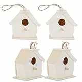 Keenso 4-teiliges Vogelhaus aus Holz Zum Aufhängen von Vogelnestern für den Garten, Innenhof, Geeignet für Schwalben und Papageien