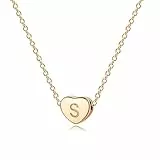 Jenosy Kette Damen Herz Kette mit Buchstaben Gold Personalisierte Kette mit Namen Zarte Kette Herz Buchstaben Anhänger für Mädchen 18K Vergoldete Namenskette Modeschmuck für Frauen und Mädchen