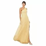 Anaya with Love Womens Ladies Maxi One Cold Shoulder Dress with Slit Split Sleeveless Prom Wedding Guest Bridesmaid Ball Evening Gown, Buttergelb 40
