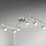 Defurhome LED Deckenleuchte Drehbar, 6 Flammig LED Strahler Deckenlampe Spot,Modern Deckenstrahler (Mattes Nickel), inkl. 6 x 4 W GU10 LED Lampen (400LM, warmweiß)