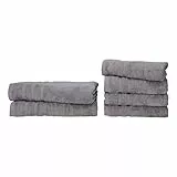 Müskaan® 6er Bambus Handtuch Set Kiesel, 50% Baumwolle & 50% Bambus, 450g/m² – 2X Duschtuch 70x140cm & 4X Handtuch 50x100cm – Öko-Tex, Handtücher Set Baumwolle, Handtuchset Grau, 60°C waschbar