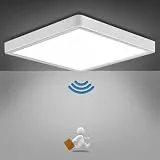 OPPEARL LED Deckenleuchte mit Radar Bewegungsmelder, 18W 1800LM 4000K Lampe mit Bewegungsmelder innen, LED Deckenlampe Flach für Treppe Balkon Flur Keller Garage Carport, 23 * 23 * 2.4cm