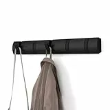 Umbra Flip 5 Garderobenhaken – Moderne, Schlichte und Platzsparende Garderobenleiste mit 5 Beweglichen Haken für Jacken, Mäntel, Schals, Handtaschen und Mehr, Schwarz