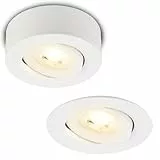 BRILONER - 2 in 1 LED Aufbauspot und Einbaustrahler schwenkbar, dimmbar, warmweißes Licht, LED Spot 230V, Deckenspot, Einbauleuchte, Deckenstrahler, 68mm Lochmass, 90x30mm (DxH), Weiß