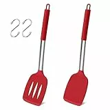 Herogo Pfannenwender, Küchenhelfer Set aus lebensmittelechtem Silikon, Rot Küchenutensilien Kochgeschirr Kochutensilien für Küchen, Backen, Kochen，Hitzebeständig & Spülmaschinenfest, 2 Stück
