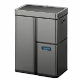 EKO Mirage Plus Mülltrennsystem mit 3 Fächer, 2 x 15 L und 30 L, Recycler Mülleimer mit Sensor, 3 Kunststoff Inneneimer, Automatischer Abfalleimer mit Deckel, großer Mülleimer Küche 60l, Gunmetal
