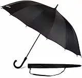 Sternenfunke Regenschirm groß XXL schwarz Ø120 cm, großer Stockschirm Damen und Herren, edel, stabil und sturmfest, für 2 Personen, Automatik Funktion durch Komfort Druckknopf incl. Tragetasche