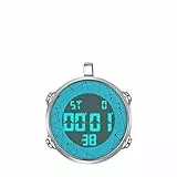 JewelryWe Taschenuhr Herren Damen Digital Quarz Uhr 30m Wasserdicht Datum Woche Kalender Alarm Sportuhr mit Leder Halskette Kette Kettenuhr Geschenk Blau