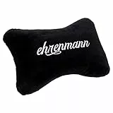 noblechairs Ehrenmann Gaming Nackenkissen – Ergonomische Kopf- & Nackenstütze für Gaming-Stühle – Schwarzes Kissen mit weißer Stickerei