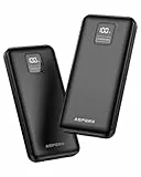 AsperX Power Bank 2 Stück: 10000mAh Slim Externer Handyakkus, Powerbank Klein Aber Stark mit USB-C Kabel und LED-Display- Akkupack kompatibel mit iPhone iPad Huawei Tablet Smartphone