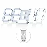 EDUP HOME 3D LED Tischuhr 9,7 Zoll Digitaluhr mit 3 m USB-Kabel & Netzteil, dimmbares Display, Tastensteuerung, Wecker mit Datum & Temperatur, für Küche, Büro, Schreibtisch, Weiß