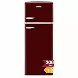 Amica KGC 15631 R Retro Kühl-/Gefrierkombination / Wine Red (Weinrot) / 144cm (H) x 55cm (B) x 62cm (T) / Retro-Design / Kühlschrank mit Gefrierfach