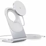 RoRoSkin Mag Safe Ladegerät, Wireless Charger induktive ladestation, Magnetisch Induktionsladegerät, Kabellos Schnellladegerät kompatibel für iPhone 17/16/15/14/13/12 Pro Max/Air/Plus/Pro, Silber