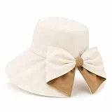 Generisch Damen-Sonnenhut mit Schleife und breiter Krempe, Faltbarer Strandhut für Damen, praktischer Reisehut für den Sommerurlaub mit großer Krempe (Beige)