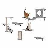 VEVOR Kletterwand, Katzenwandregale und Sitzstangen mit Sprungbrettern, Hängematte, Sofa, Katzenbaum & Katzengriff, Katzenmöbel und Regale bis zu 18 kg zum Schlafen, Spielen, Klettern, 6er-Set