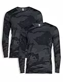 LAPASA Herren Thermounterwäsche Oberteil, Innenfleece Unterhemd, Fussball Outdoor Sport Shirt (M09 Warm/M55 Wärmer/M26 Extra warm), Tarnung Dunkelgrau (2 Pack Oberteile), L,100 Warm (2 Pack Oberteile)
