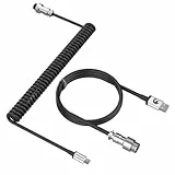 MAMBASNAKE C01 Spiral Tastaturkabel, Pro Custom Coiled USB C Kabel für Mechanische Tastatur, Typ C auf USB-A Kabel mit Abnehmbarem Metall Luftfahrtstecker,TPU für Gaming Tastatur PC Computer-Schwarz