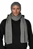 JACK & JONES Mütze Schal Set Herren 2-in-1 Winter-Set Beanie Wintermütze Winterschal, Größe:One Size, Farbe:Grey Melange (Pack 2)