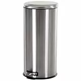HOMCOM 30L Mülleimer Treteimer aus Edelstahl, Abfalleimer mit Inneneimer, Müllbehälter mit Deckel und Fußpedal, für Wohnzimmer, Büro, Ø29,2 x 62,5 cm