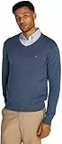 Tommy Hilfiger Herren Pullover Essential Cotton V-Ausschnitt, Blau (Aegean Sea Heather), M