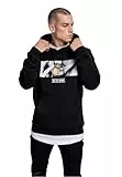 Mister Tee Herren Kapuzenpullover Boom Hoody, Männer Hoodie mit Frontprint, Regular Fit, Black, XL