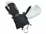 Black Crevice Damen & Herren 3-Finger-Skihandschuhe I Schneehandschuhe I Winterhandschuhe I Wetterfest, atmungsaktiv und warm, schwarz/weiß, S/8