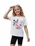 PATPAT Bekleidungssets Mädchen Kleidung: Radlerhose Kinder Kurzarm T-Shirt Top + Sport Radtrikot Leggings Shorts Trainingsanzug Mädchen, Teenager Activewear Party Sommer Geschenk, Weiß 5-6 Jahre