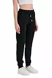 COMEOR Jogginghose Damen Baumwolle – Sporthose Frauen Trainingshose,Yogahose, Freizeithose Lang, Bequeme Laufhose mit Elastischem Rippbündchen, Jogging Sweatpants (Schwarz, S)
