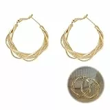 Creolen Ohrring für Damen, Twisted Creolen Ohrringe, Hypoallergene Ohrringe, Creolen Gold Klein, Sparkly Cubic Zirkonia Kreolen Creolen, Ohrringe Gold für Damen Frauen Mädchen