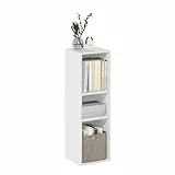 Furinno Fulda 3-stufiges, platzsparendes Aufbewahrungsregal, Bücherregal, 25 cm Breite, Weiß