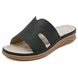 Littleplum Pantoletten Damen Sandalen mit Arch Support Komfortable & Einfach Sandelen fur Damen,Schwarz,39 EU
