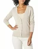 Amazon Essentials Damen Leichter Cardigan mit V-Ausschnitt (in Übergröße erhältlich), Helles Haferbeige, S
