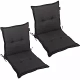LILENO HOME Gartenstuhl Auflagen als [2er Set - Niedriglehner] in Anthrazit Y - Bequeme Liegen als Sitzauflagen für Gartenmöbel - Stuhlkissen für Gartenstühle und Klappstühle MAR