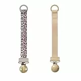 Elodie Details Schnullerclip – Nachhaltige Schnullerkette mit Clip – BPA-freier Schnullerhalter aus recyceltem Polyester – Schnullerband für Jungen & Mädchen – 2er Pack – Le Leopard/Pure Khaki