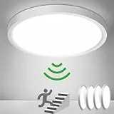 OPPEARL [4 Stück Innenlampe mit Bewegungsmelder 23cm 18W Deckenleuchte mit Bewegungsmelder Rund 4000K LED Deckenleuchte Bewegungsmelder für Flur Balkon Garage Keller Abstellraum Lampe