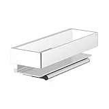Keuco Edition 11 Duschkorb, mit Duschabzieher, Aluminium eloxiert und verchromt, Made in Germany, abnehmbar, inkl. Schrauben und Dübel, Duschablage mit Glasabzieher zum Bohren (optional zum Kleben)