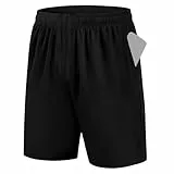 Uniexcosm Sporthose Herren Kurz Sommer Trainingshose Schnelltrocknend Atmungsaktiv mit Taschen Kurze Sportshorts für Basketball Running Fitness Schwarz M