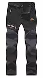 BenBoy Herren Wanderhose Wasserdicht Softshellhose Outdoorhose Winddicht Warm Gefüttert Skihose Snowboardhose Winter Trekkinghose,KZ1602-Black1-XL